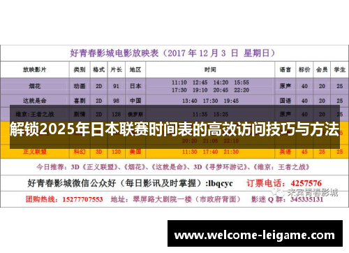 解锁2025年日本联赛时间表的高效访问技巧与方法 解锁2025年日本联赛时间表的高效访问技巧与方法