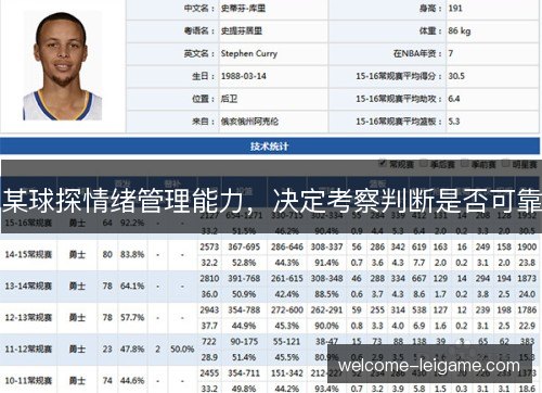 某球探情绪管理能力,决定考察判断是否可靠 某球探情绪管理能力,决定考察判断是否可靠